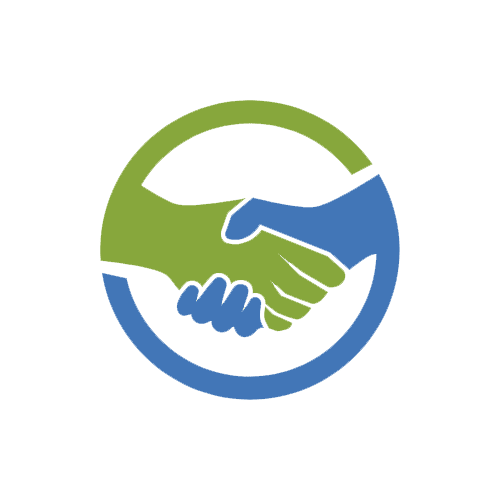 Home 12 Green and blue handshake icon in a circular design, representing Jade International's commitment to trusted freight forwarding partnerships and customer service.