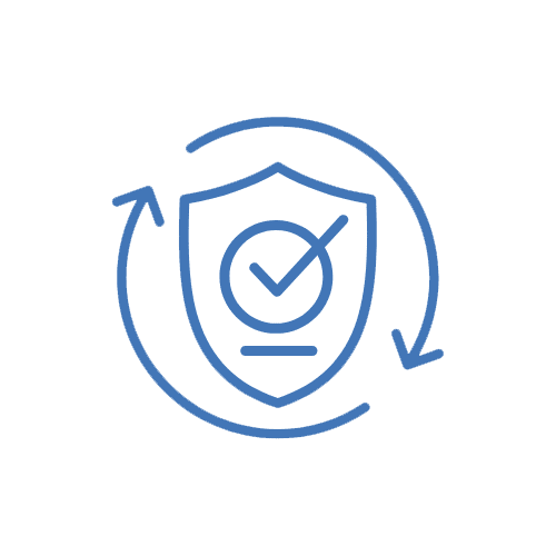Home 13 Blue shield with a checkmark and circular arrows icon, representing Jade International's commitment to compliance and cargo security in global freight forwarding.